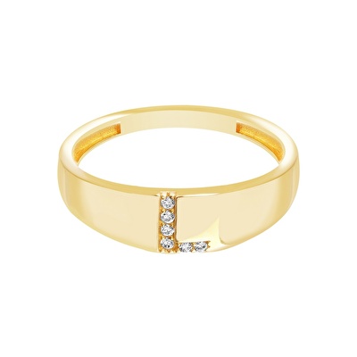 14 Ayar Sarı Altın L Harf Yüzük