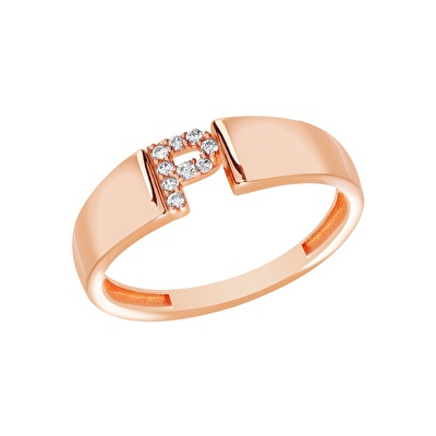 14 Ayar Rose Altın P Harf Yüzük