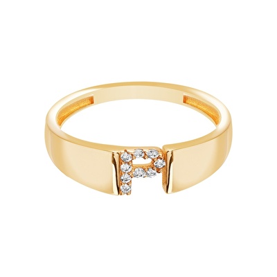 14 Ayar Sarı Altın P Harf Yüzük