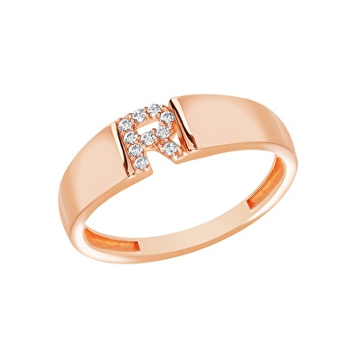 14 Ayar Rose Altın R Harf Yüzük