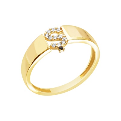 14 Ayar Sarı Altın Ş Harf Yüzük