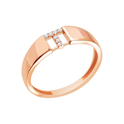 14 Ayar Rose Altın T Harf Yüzük