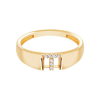 14 Ayar Sarı Altın T Harf Yüzük