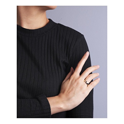 14 Ayar Sarı Altın T Harf Yüzük