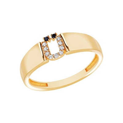 14 Ayar Sarı Altın Ü Harf Yüzük