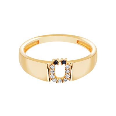 14 Ayar Sarı Altın Ü Harf Yüzük