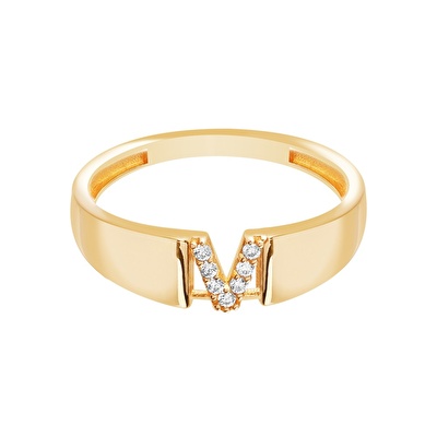 14 Ayar Sarı Altın V Harf Yüzük