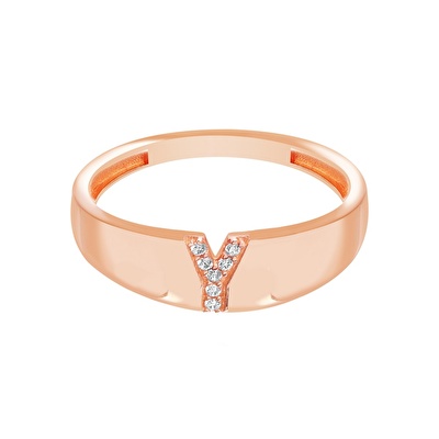 14 Ayar Rose Altın Y Harf Yüzük