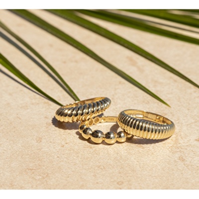 14 Ayar Sarı Altın Trend Toplu Yüzük