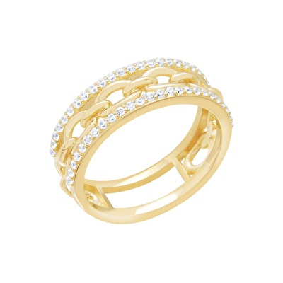 14 Ayar Sarı Altın Taşlı Yüzük