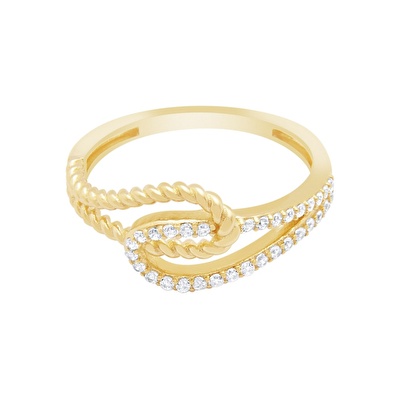 14 Ayar Sarı Altın Taşlı Burgu Yüzük