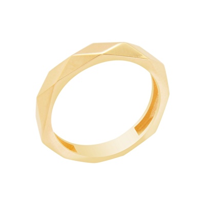 14 Ayar Sarı Altın Trend Prizma Yüzük