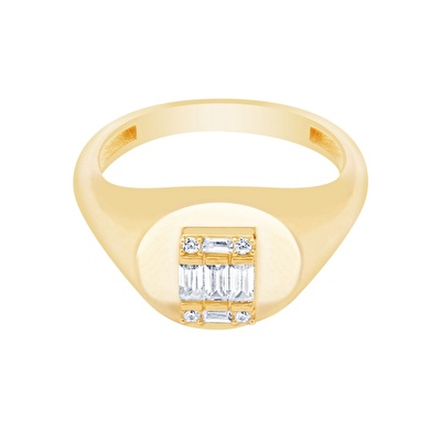 14 Ayar Sarı Altın Baget Yüzük