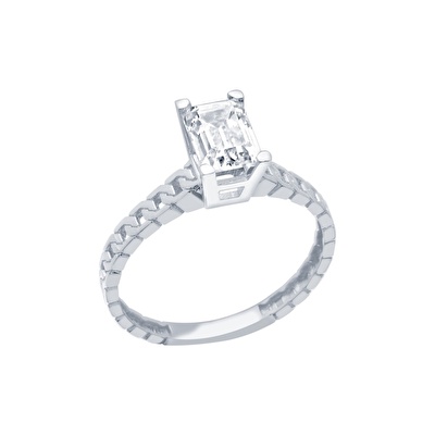 14 Ayar Beyaz Altın Baget Yüzük