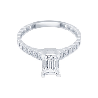 14 Ayar Beyaz Altın Baget Yüzük