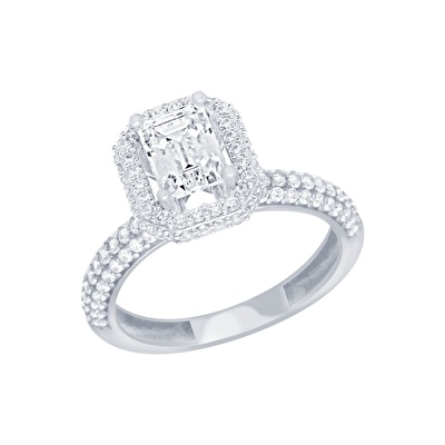 14 Ayar Beyaz Altın Baget Yüzük