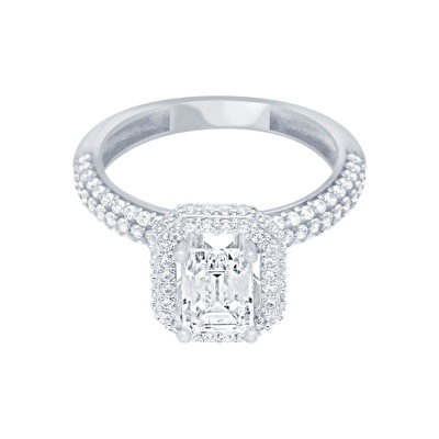 14 Ayar Beyaz Altın Baget Yüzük