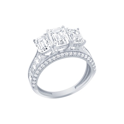 14 Ayar Beyaz Altın Baget Yüzük