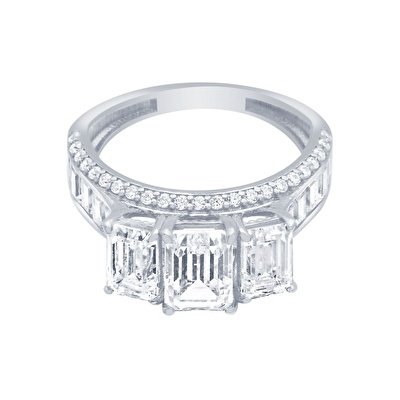 14 Ayar Beyaz Altın Baget Yüzük