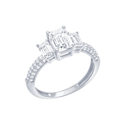 14 Ayar Beyaz Altın Baget Yüzük