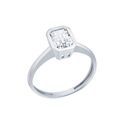 14 Ayar Beyaz Altın Baget Yüzük