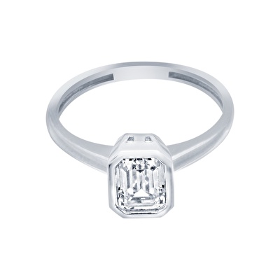 14 Ayar Beyaz Altın Baget Yüzük