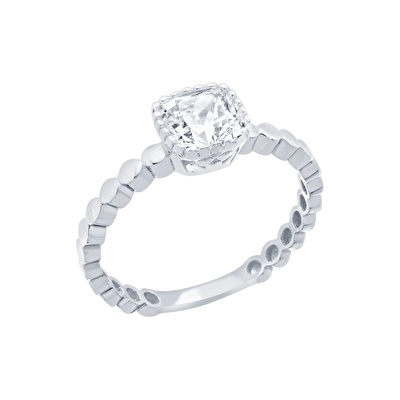 14 Ayar Beyaz Altın Baget Yüzük