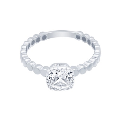 14 Ayar Beyaz Altın Baget Yüzük