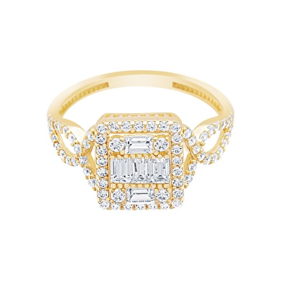 14 Ayar Sarı Altın Baget Yüzük