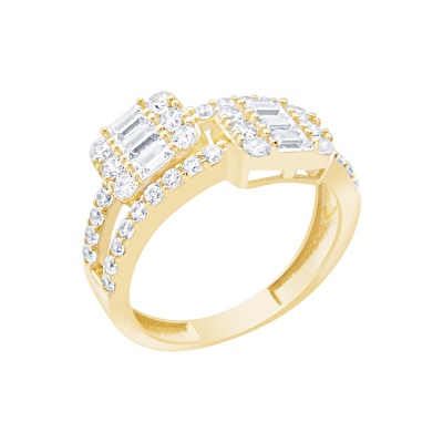 14 Ayar Sarı Altın Baget Yüzük