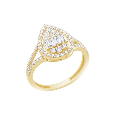 14 Ayar Sarı Altın Baget Yüzük