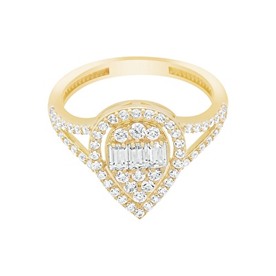 14 Ayar Sarı Altın Baget Yüzük