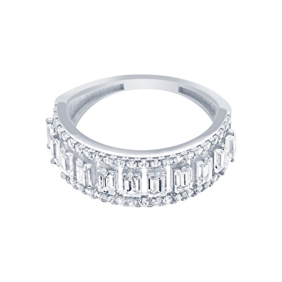 14 Ayar Beyaz Altın Baget Yüzük