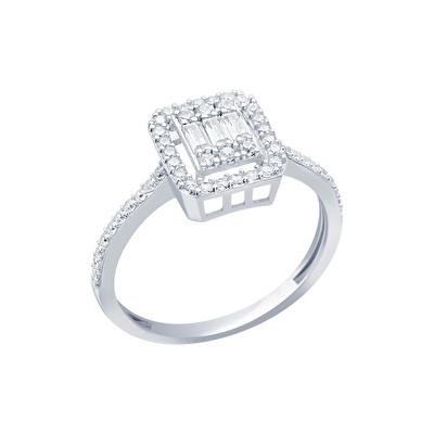 8 Ayar Beyaz Altın Baget Yüzük