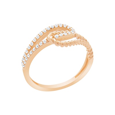 14 Ayar Rose Altın Taşlı Burgu Yüzük