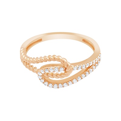 14 Ayar Rose Altın Taşlı Burgu Yüzük