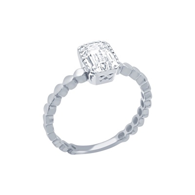 14 Ayar Beyaz Altın Baget Yüzük