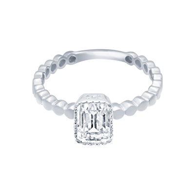 14 Ayar Beyaz Altın Baget Yüzük