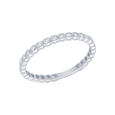 14 Ayar Beyaz Altın Taşlı Yüzük