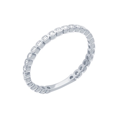 14 Ayar Beyaz Altın Taşlı Yüzük