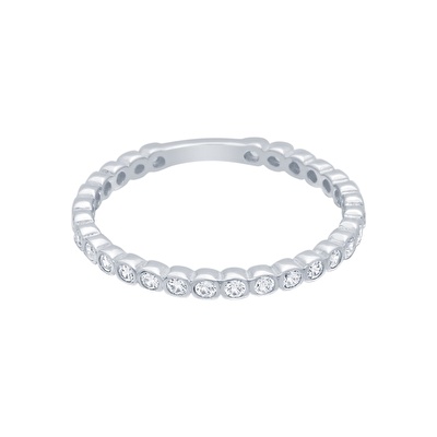 14 Ayar Beyaz Altın Taşlı Yüzük