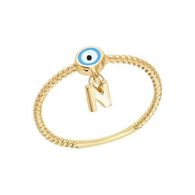 14 Ayar Sarı Altın N Harf Yüzük