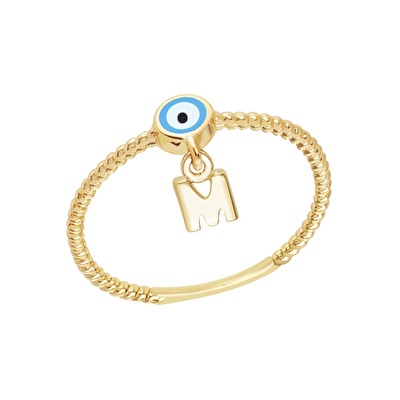 14 Ayar Sarı Altın M Harf Yüzük