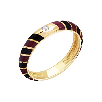 14 Ayar Sarı Altın Siyah Mineli Yüzük