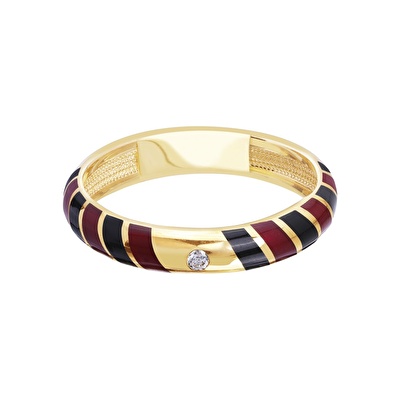 14 Ayar Sarı Altın Siyah Mineli Yüzük