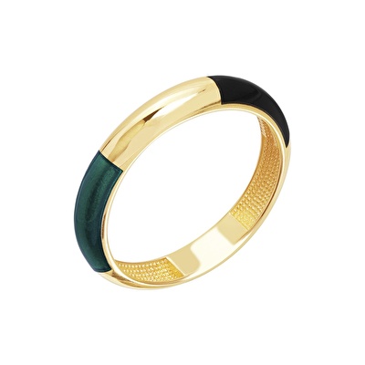 14 Ayar Sarı Altın Siyah Mineli Yüzük