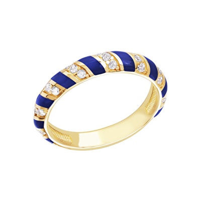 14 Ayar Sarı Altın Mavi Mineli Yüzük