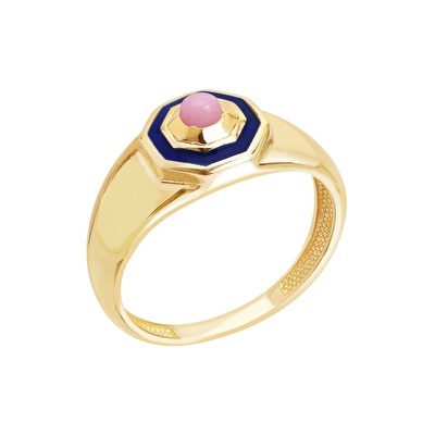 14 Ayar Sarı Altın Mineli Yüzük