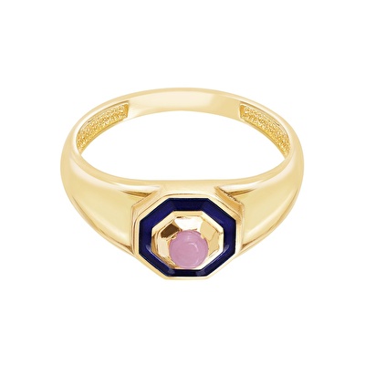 14 Ayar Sarı Altın Mineli Yüzük