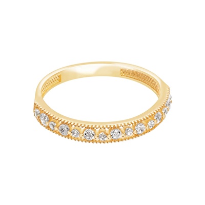 14 Ayar Sarı Altın Taşlı Yüzük